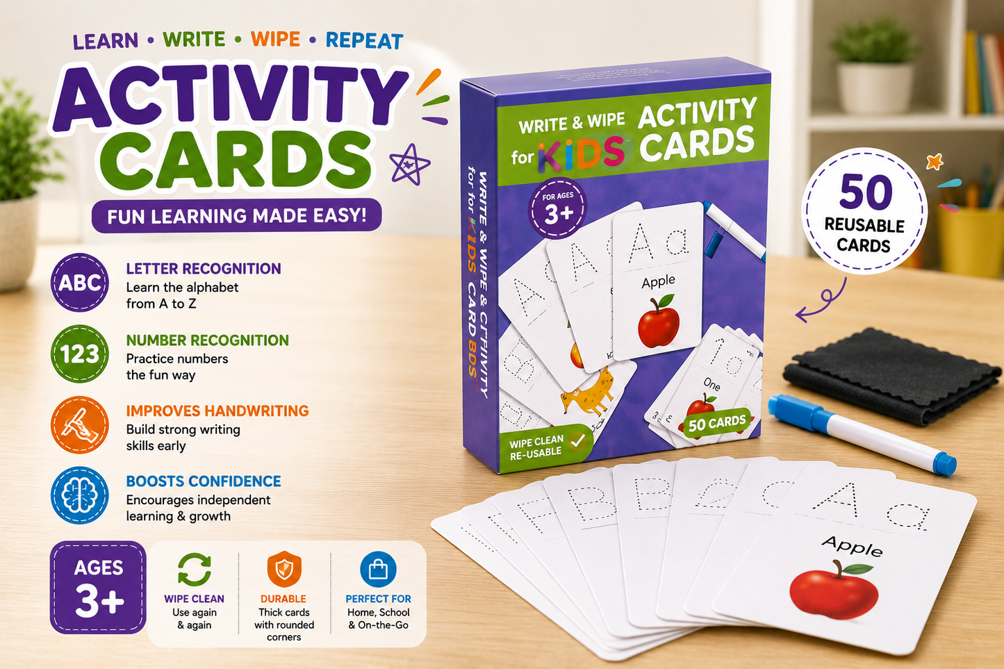 Write & Wipe Activity Cards ABC