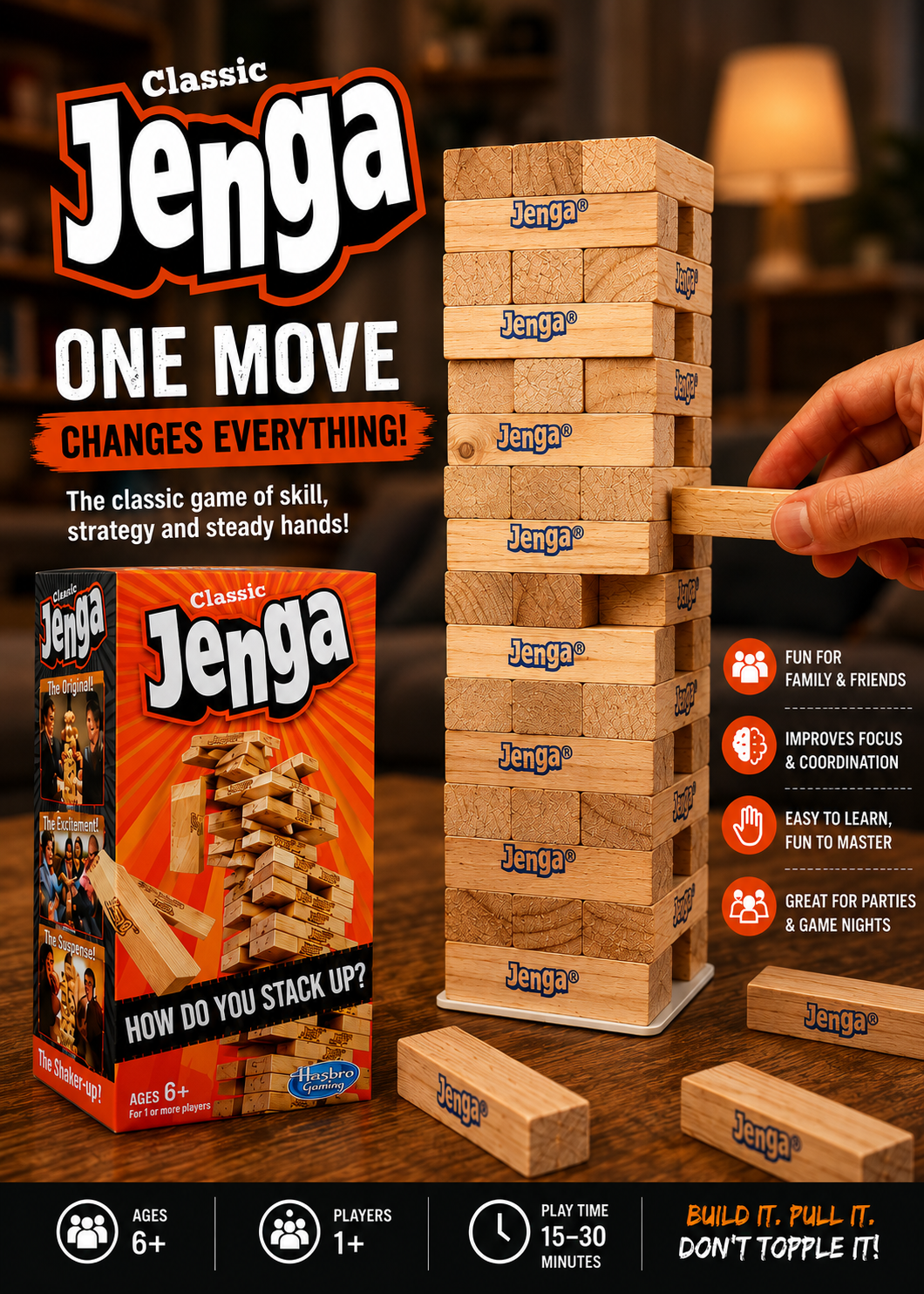 Jenga Classic Stacking Game